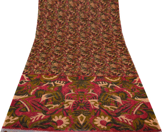 Sushila Vintage Indian Saree Blend Georgette Silk Printed Floral Craft Fabric
