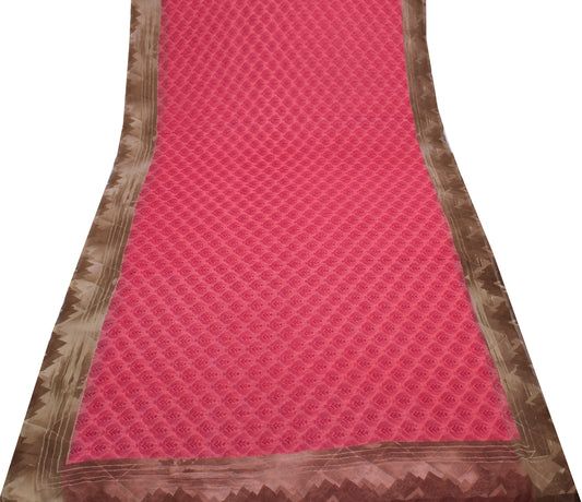 Sushila Vintage Indian Saree Blend Georgette Silk Printed Floral Craft Fabric