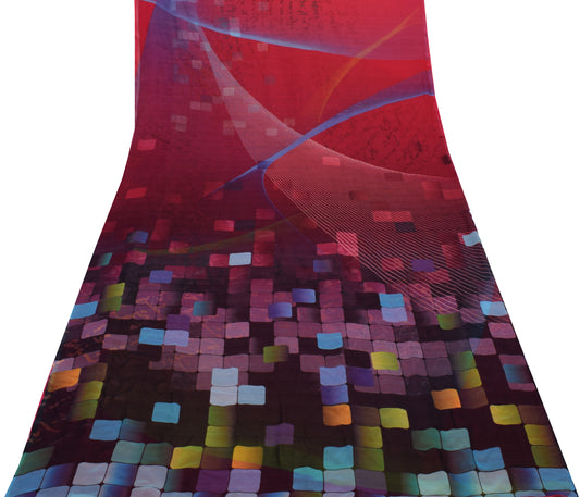 Sushila Vintage Multi-Color Saree Blend Georgette Silk Printed Craft Fabric