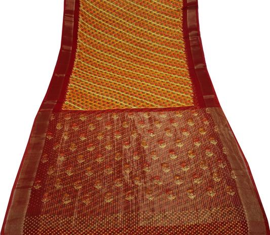 Sushila Vintage Multi-Color Saree Pure Georgette Silk Printed Craft Fabric