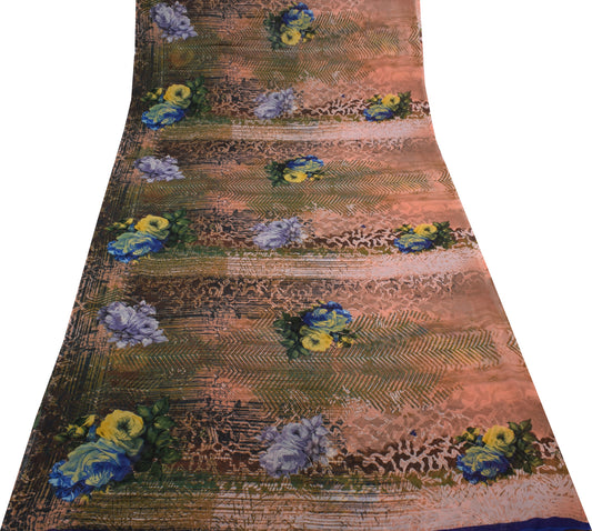 Sushila Vintage Indian Saree Blend Georgette Silk Printed Floral Craft Fabric