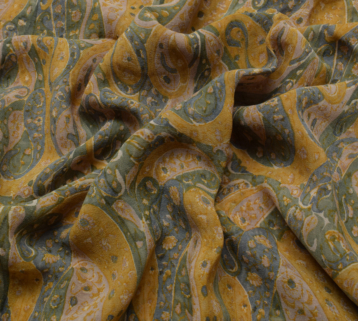 Sushila Vintage Indian Saree Pure Georgette Silk Printed Paisley Craft Fabric