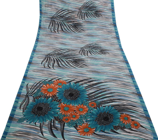 Sushila Vintage Multi-Color Sari Blend Georgette Silk Printed Floral Fabric