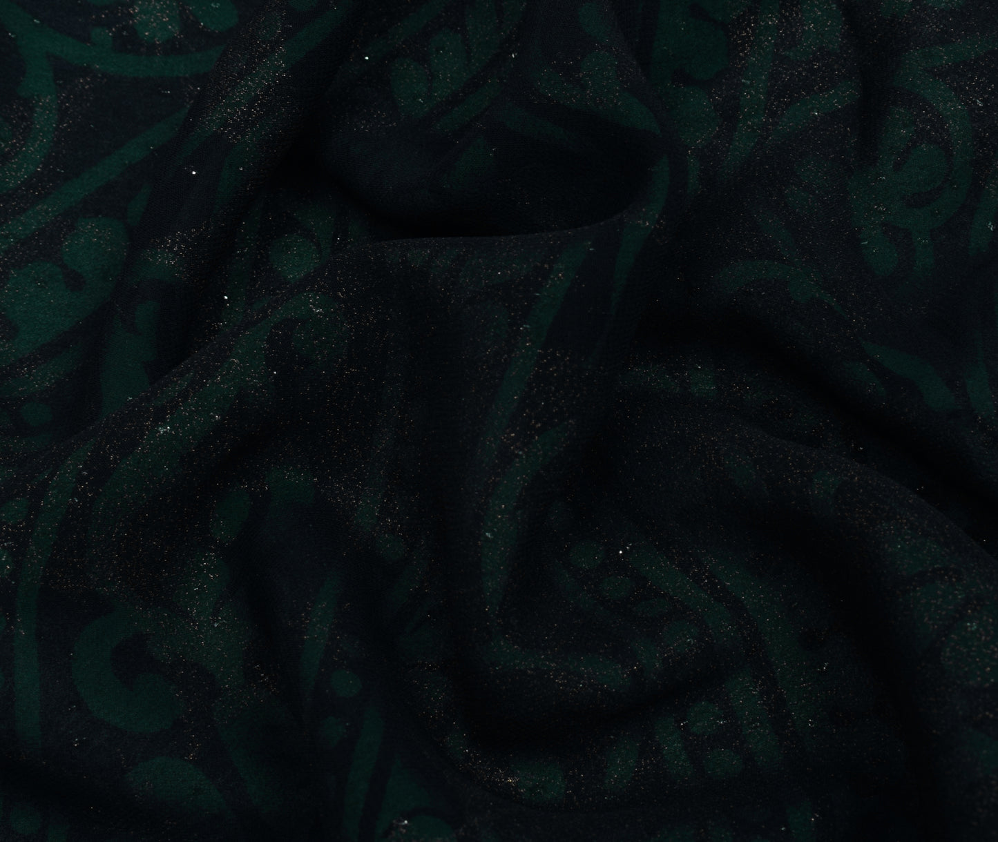 Sushila Vintage Black Saree Blend Georgette Silk Printed Floral Craft Fabric