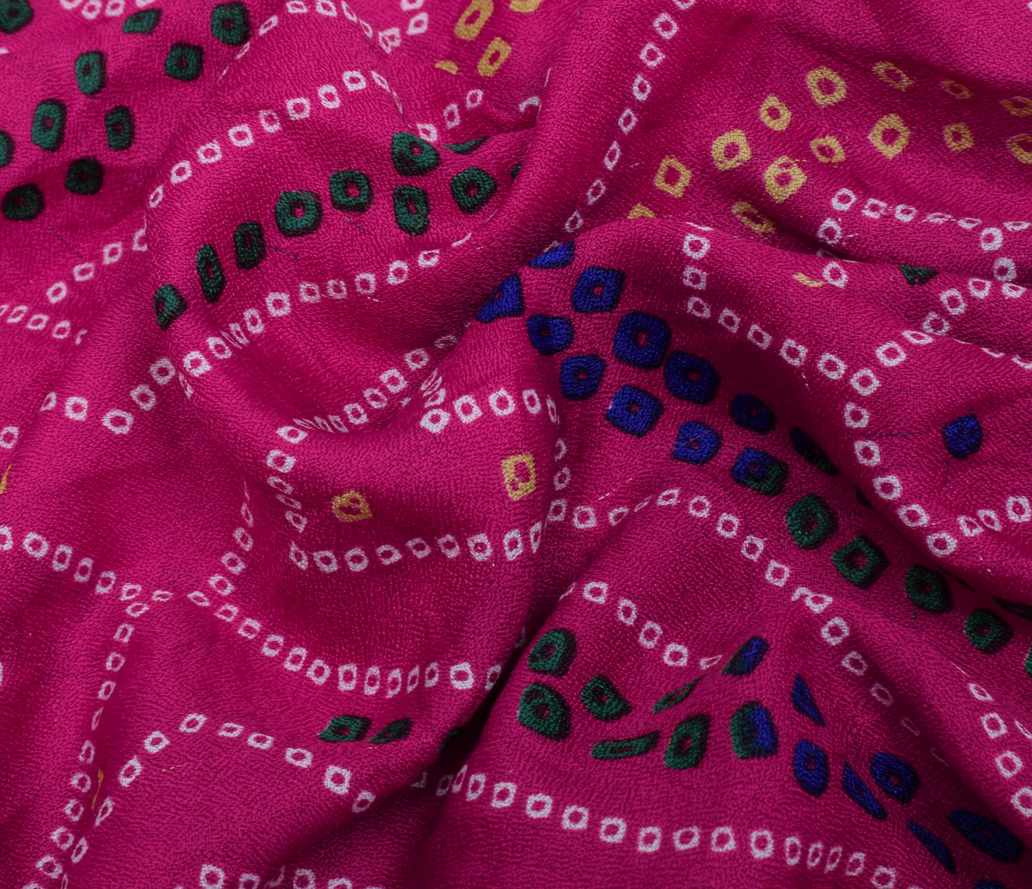 Sushila Vintage Magenta Saree Blend Georgette Silk Bandhani Printed Craft Fabric