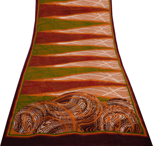 Sushila Vintage Multi-Color Saree Pure Georgette Silk Printed Craft Sari Fabric