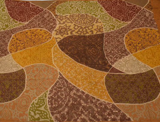 Sushila Vintage Multi-Color Saree 100% Pure Georgette Silk Printed Craft Fabric