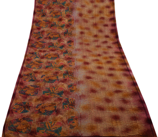 Sushila Vintage Indian Saree Blend Georgette Silk Printed Floral Craft Fabric