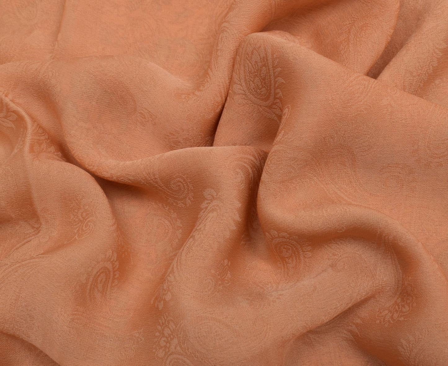 Sushila Vintage Peach Saree 100% Pure Georgette Silk Printed Paisley Fabric