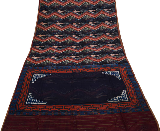 Sushila Vintage Indian Saree Pure Georgette Silk Printed 5 Yard Craft Fabric