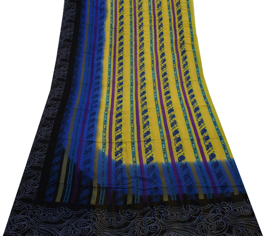 Sushila Vintage Green Saree 100% Pure Georgette Silk Printed Craft Fabric