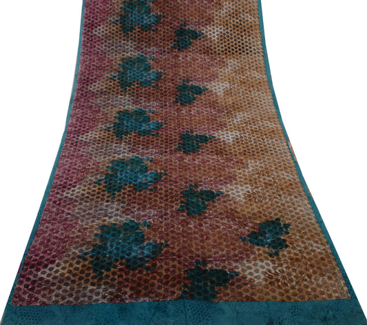 Sushila Vintage Multi-Color Saree 100% Pure Georgette Silk Printed Craft Fabric
