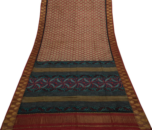 Sushila Vintage Dark Pink Saree 100% Pure Georgette Silk Printed Craft Fabric