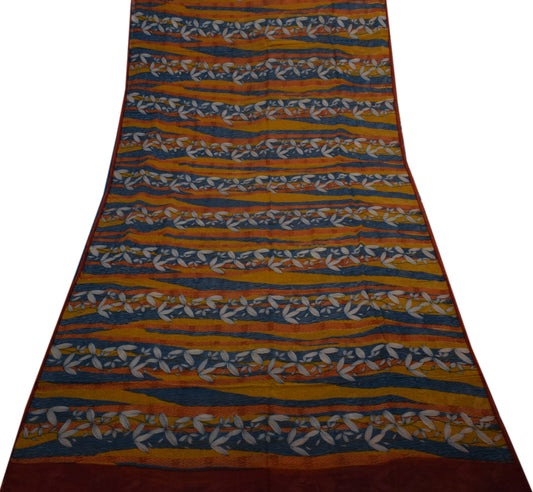 Sushila Vintage Multi-Color Sari Pure Georgette Silk Printed Floral Craft Fabric