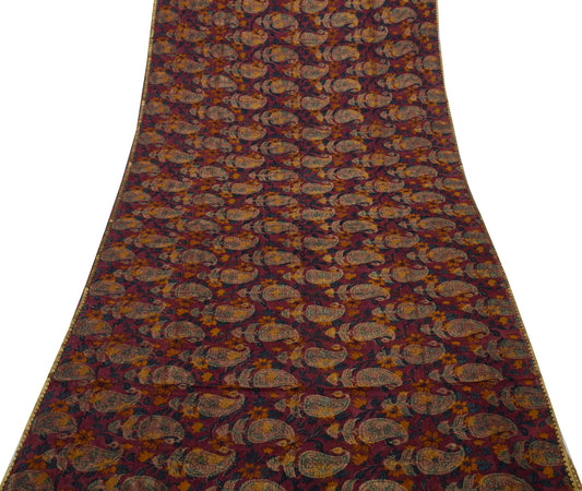 Sushila Vintage Saree 100% Pure Georgette Silk Printed & Woven Craft Fabric