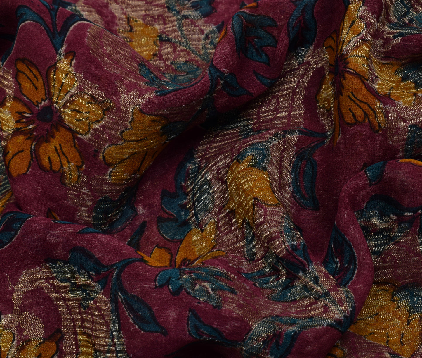 Sushila Vintage Saree 100% Pure Georgette Silk Printed & Woven Craft Fabric