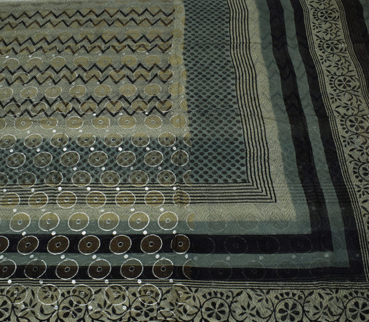 Sushila Vintage Indian Saree Pure Georgette Silk Printed 5 Yard Craft Fabric