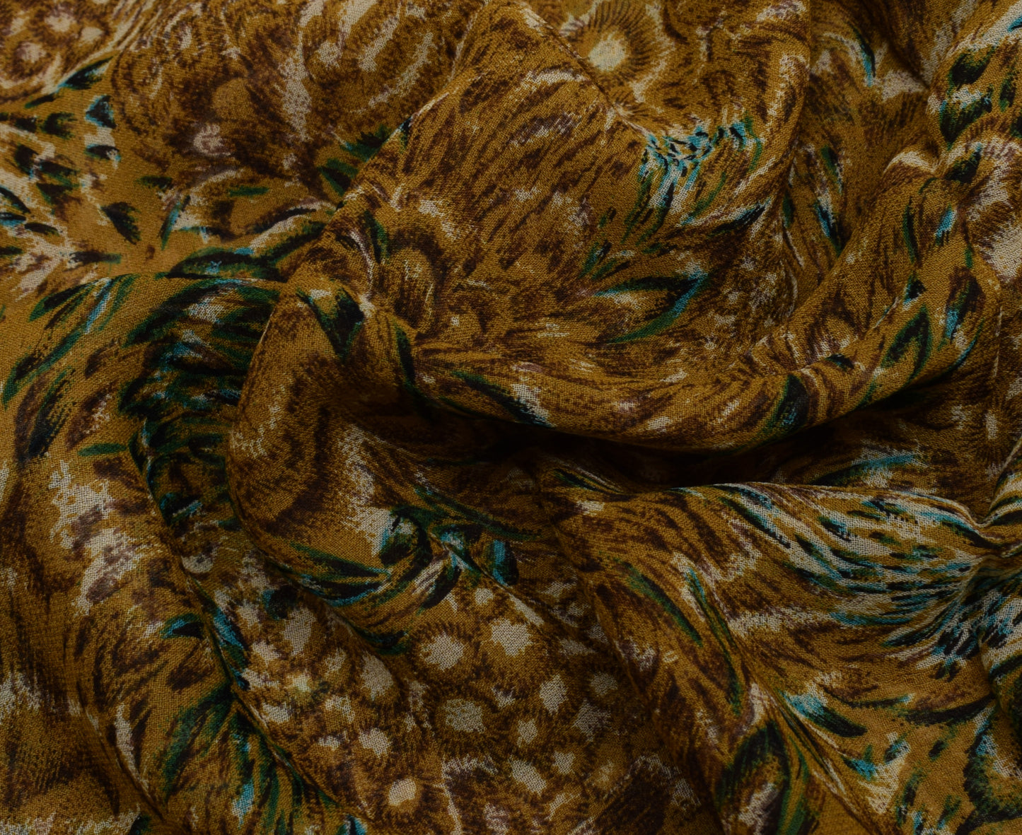 Sushila Vintage Indian Saree 100% Pure Georgette Silk Printed 5 YD Craft Fabric