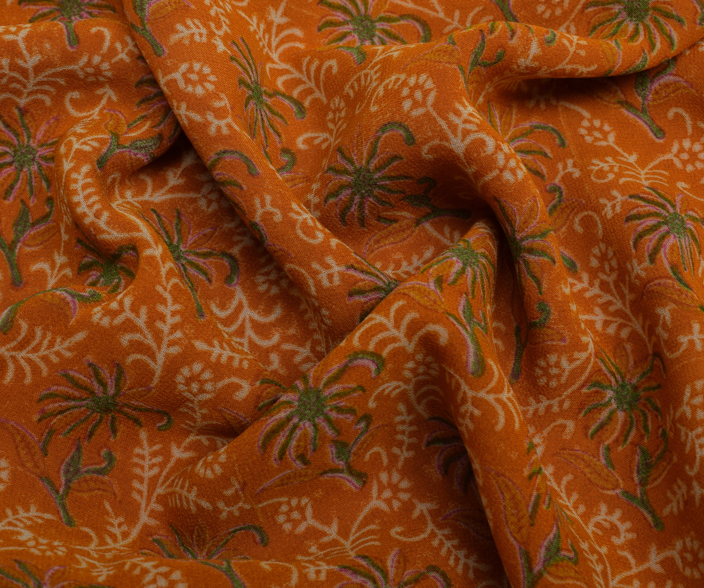 Sushila Vintage Indian Saree Pure Georgette Silk Printed Floral Craft Fabric