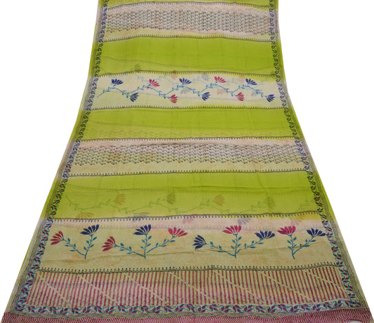 Sushila Vintage Indian Saree Pure Georgette Silk Printed 5 Yard Craft Fabric