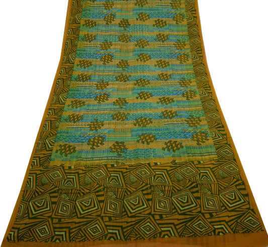 Sushila Vintage Indian Saree Pure Georgette Silk Printed 5 Yard Craft Fabric