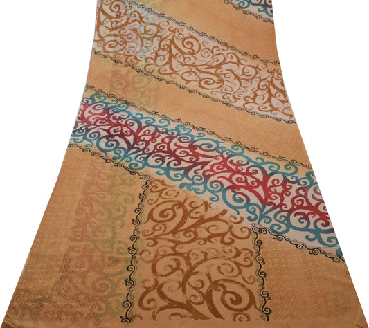 Sushila Vintage Branded Saree 100% Pure Georgette Silk Printed Craft Fabric