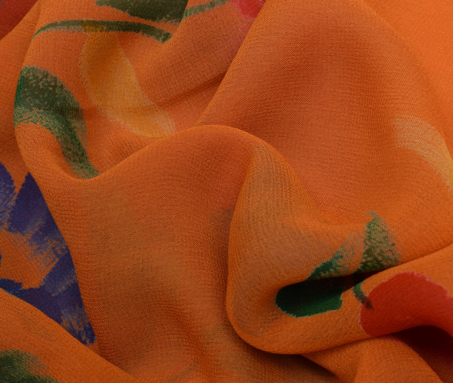 Sushila Vintage Indian Saree Pure Georgette Silk Printed Floral Craft Fabric