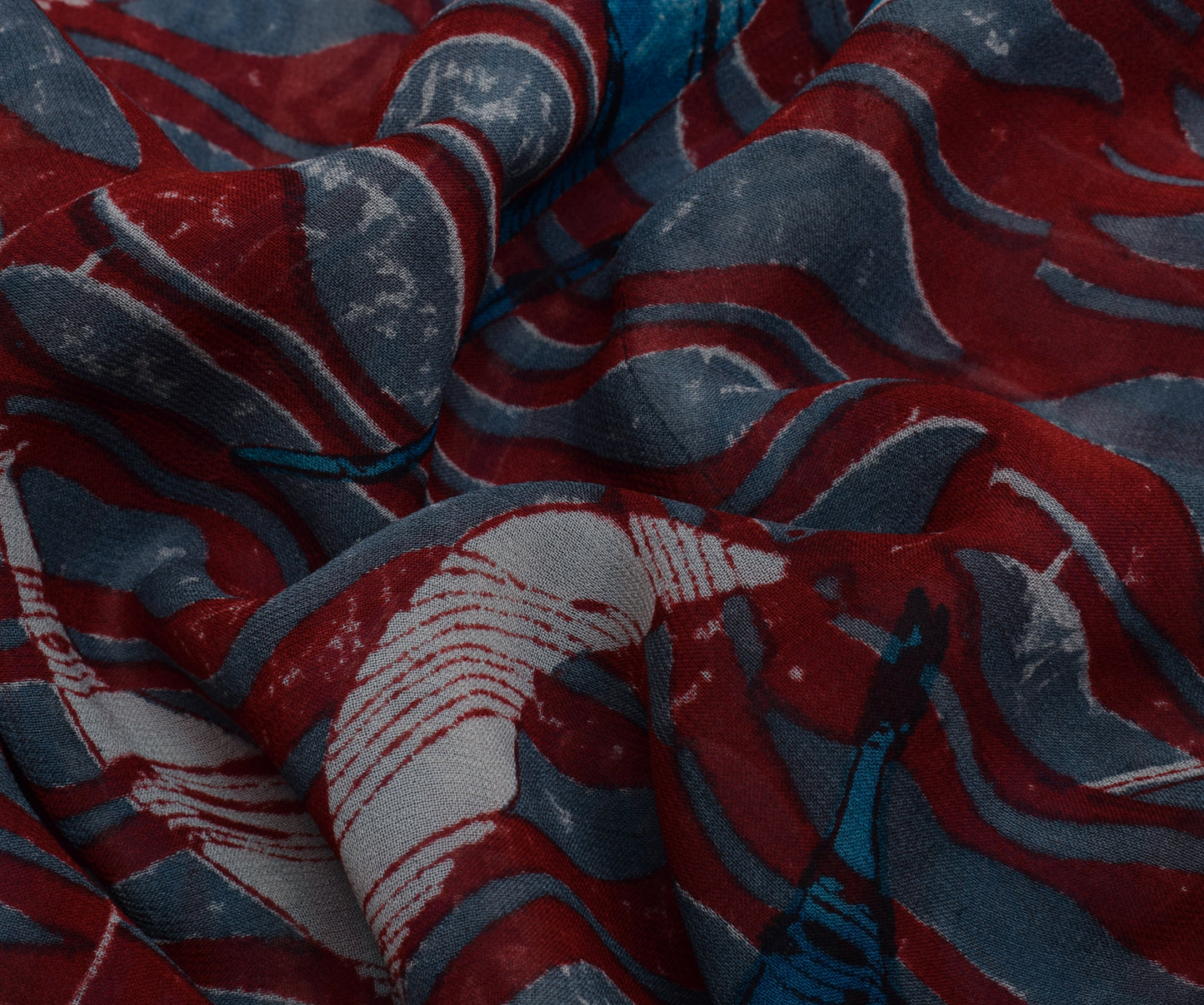 Sushila Vintage Gray Saree 100% Pure Georgette Silk Printed 5 Yard Craft Fabric