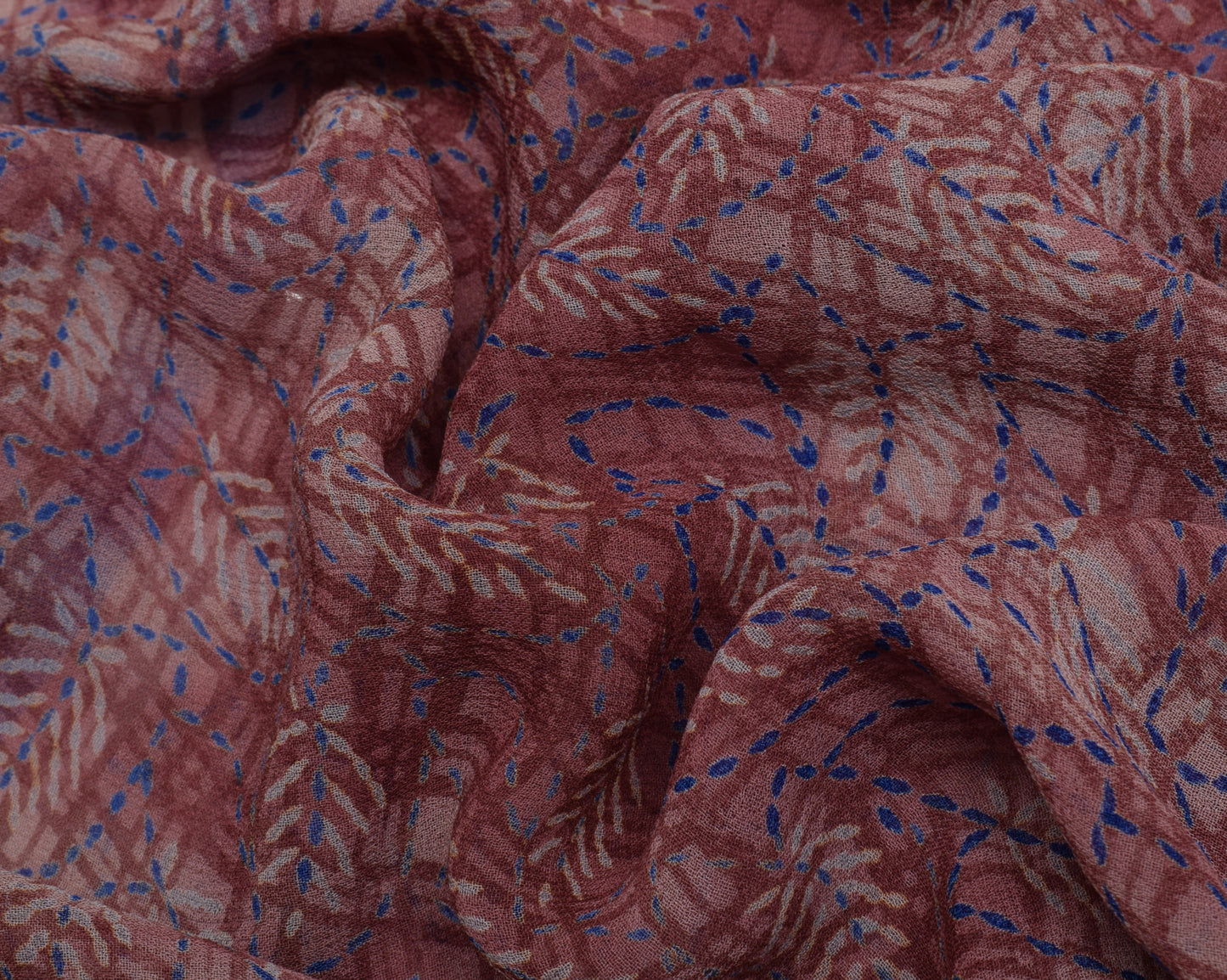 Sushila Vintage Indian Saree 100% Pure Georgette Silk Printed Craft Sari Fabric