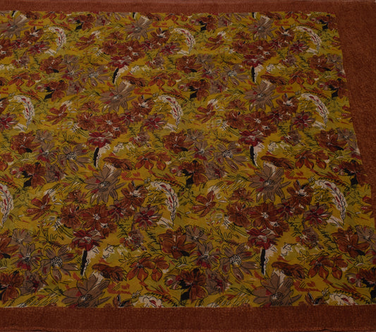 Sushila Vintage Green Saree 100% Pure Georgette Silk Printed Floral Craft Fabric