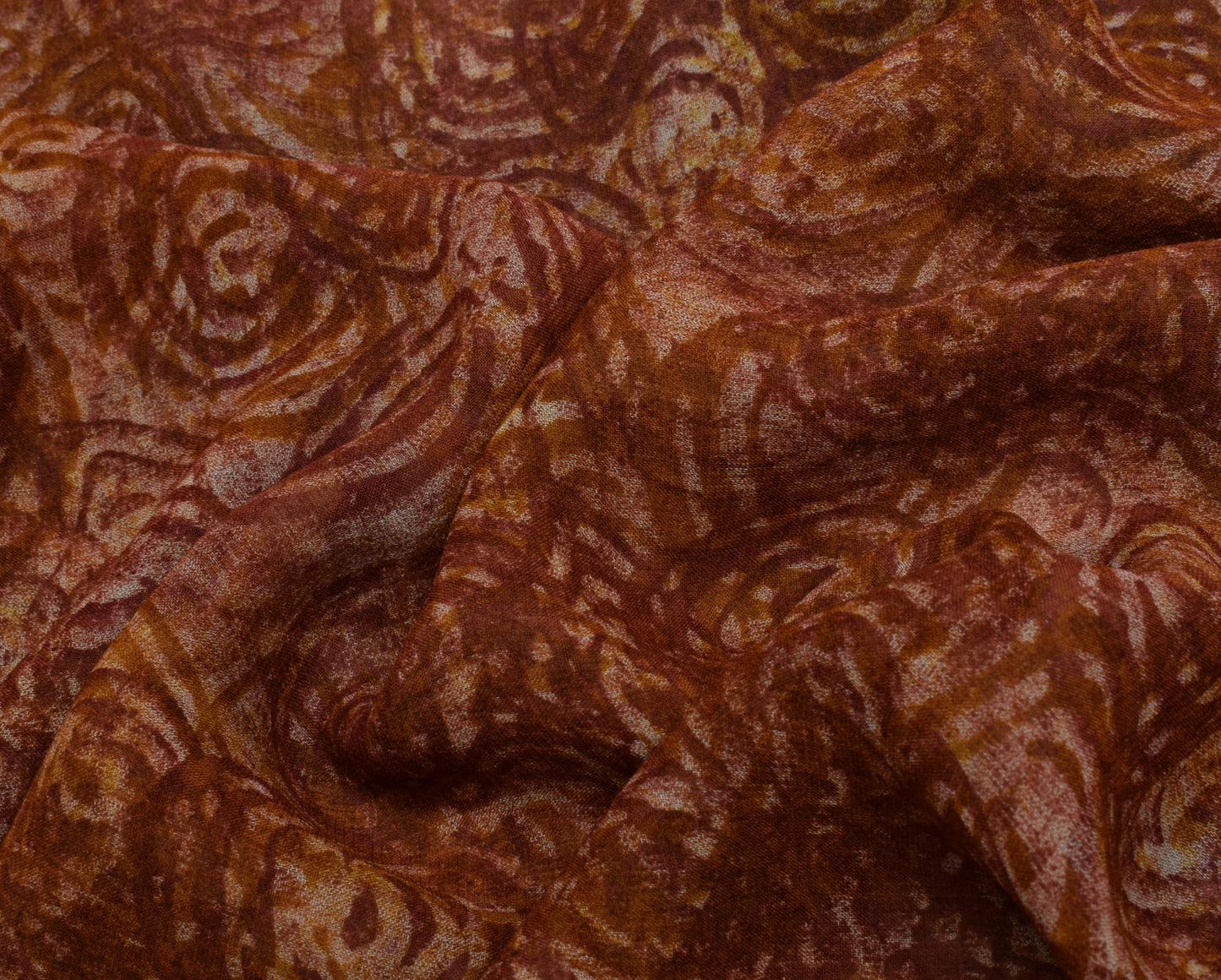 Sushila Vintage Brown Saree 100% Pure Georgette Silk Printed 5 Yard Craft Fabric