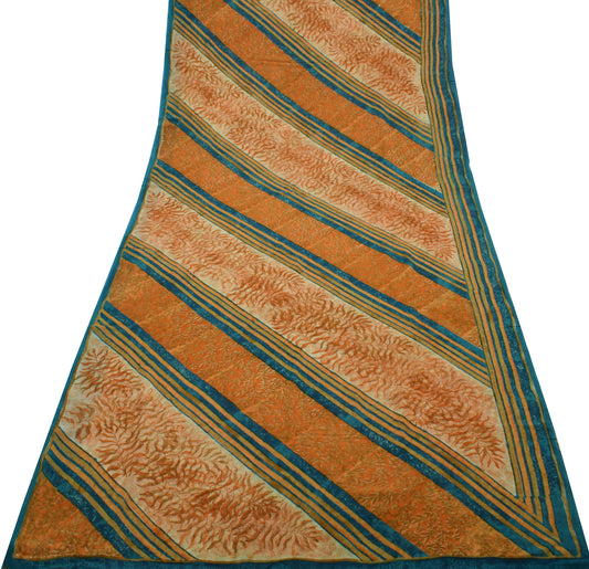 Sushila Vintage Saree 100% Pure Georgette Silk hand Block Printed Craft Fabric