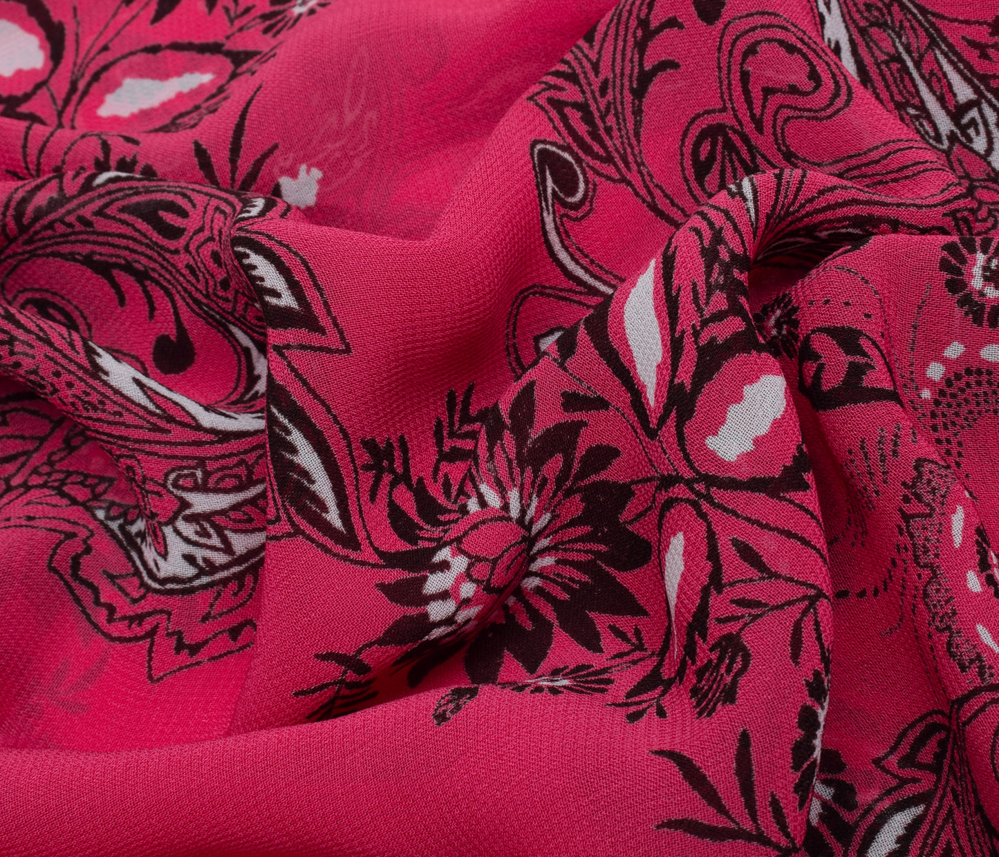 Sushila Vintage Pink Saree 100% Pure Georgette Silk Printed Floral Craft Fabric