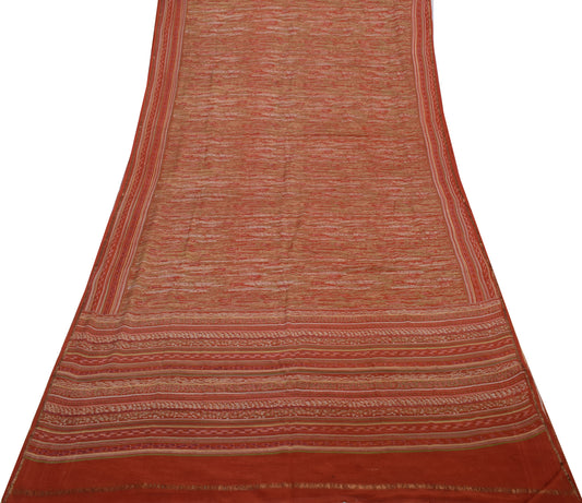 Sushila Vintage Indian Saree Pure Georgette Silk Printed 5 Yard Craft Fabric