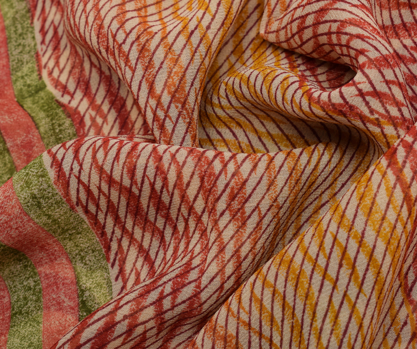Sushila Vintage Indian Saree 100% Pure Georgette Silk Printed 5 YD Craft Fabric