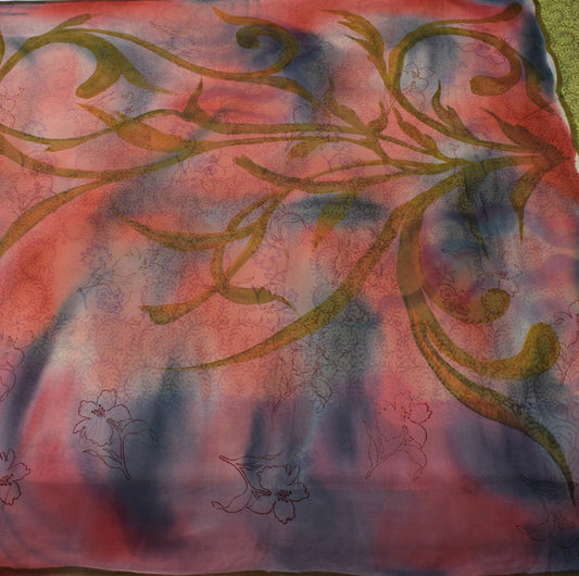 Sushila Vintage Multi-Color Saree 100% Pure Georgette Silk Printed Craft Fabric