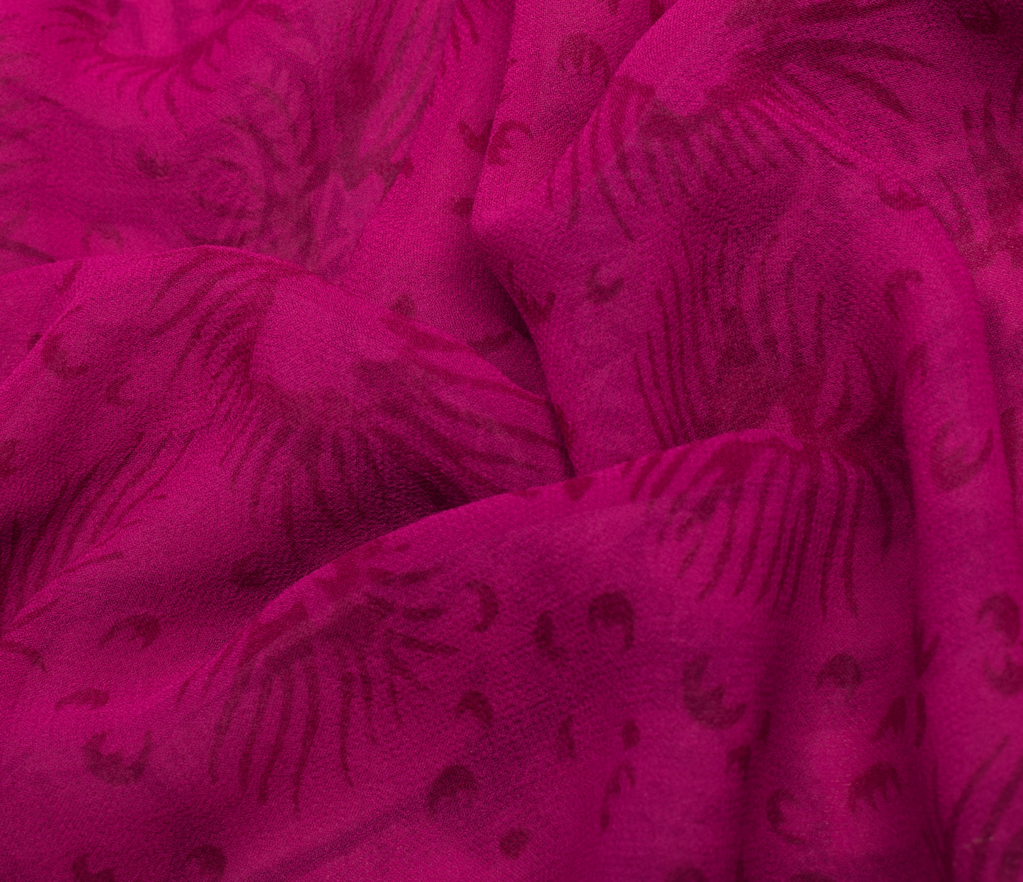 Sushila Vintage Magenta Saree 100% Pure Georgette Silk Printed Craft Fabric