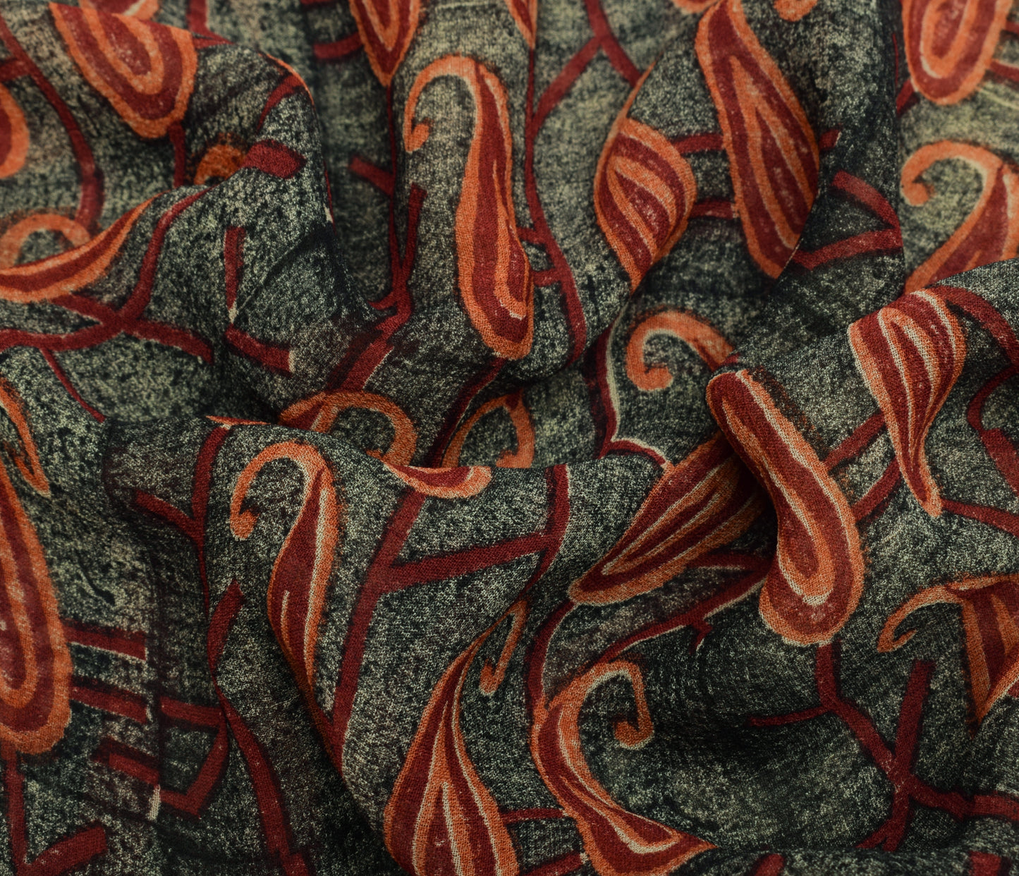 Sushila Vintage Indian Saree 100% Pure Georgette Silk Printed 5 YD Craft Fabric