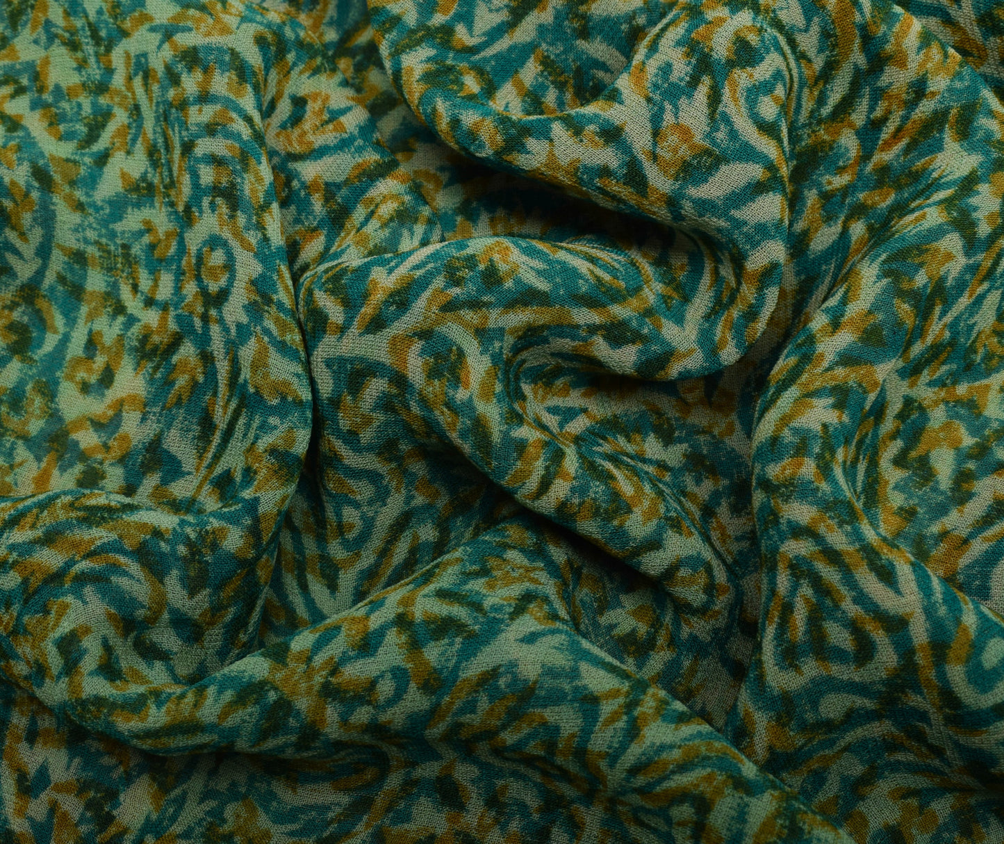 Sushila Vintage Saree 100% Pure Georgette Silk Printed Floral 5 YD Craft Fabric