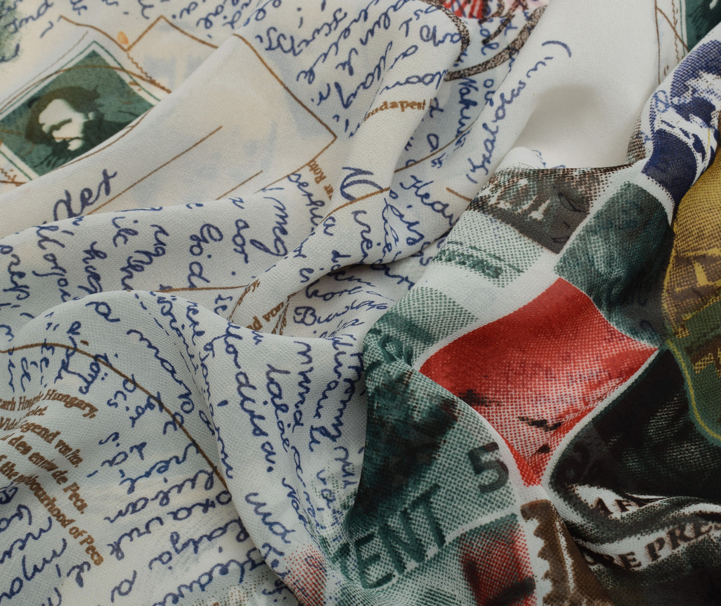 Sushila Vintage White Antique Saree Blend Georgette Silk Printed Craft Fabric