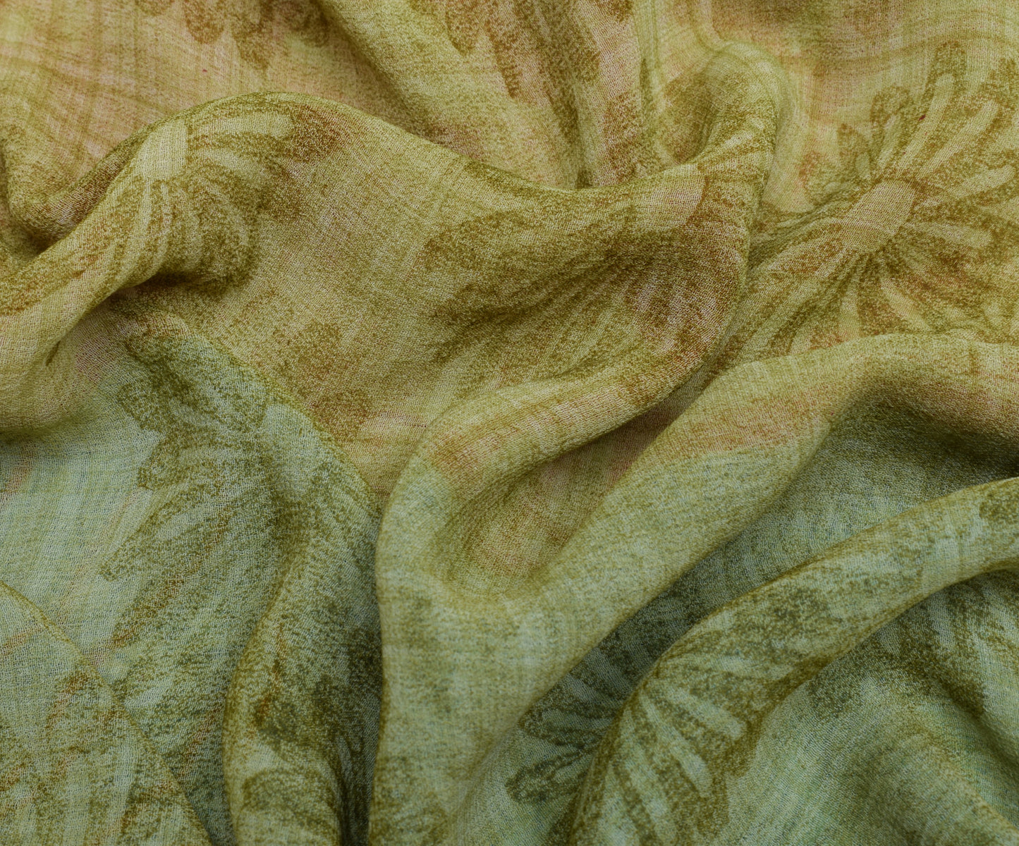 Sushila Vintage Saree 100% Pure Georgette Silk Printed Floral 5 YD Craft Fabric