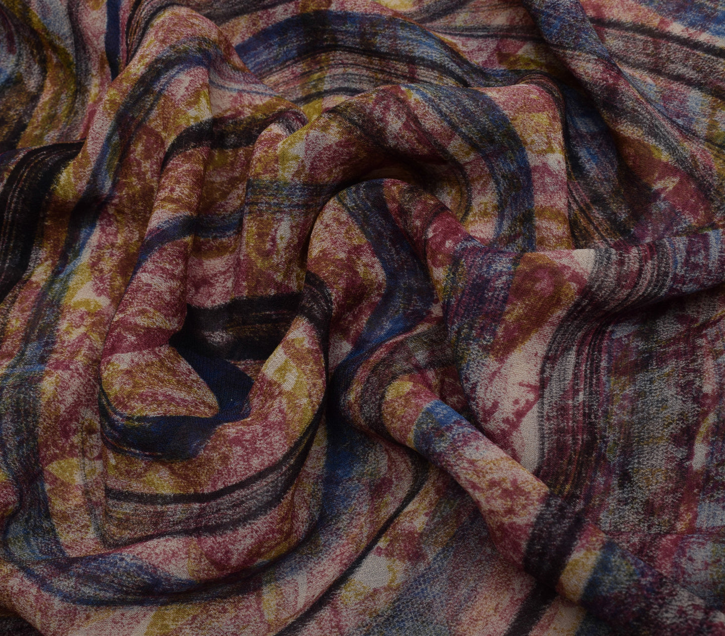 Sushila Vintage Saree 100% Pure Georgette Silk Printed Floral 5 YD Craft Fabric