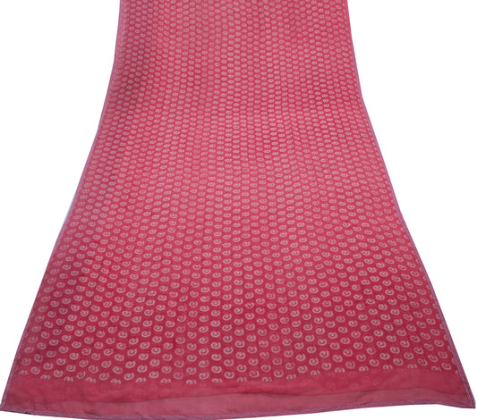 Sushila Vintage Pink Saree 100% Pure Georgette Silk Printed 5 Yard Craft Fabric