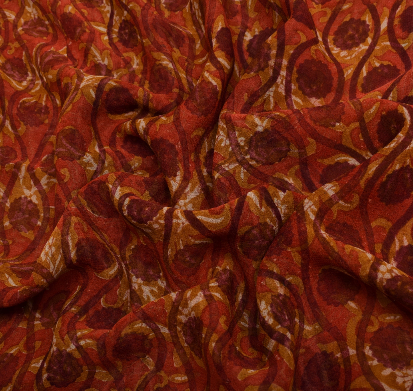 Sushila Vintage Indian Saree 100% Pure Georgette Silk Printed 5 YD Craft Fabric