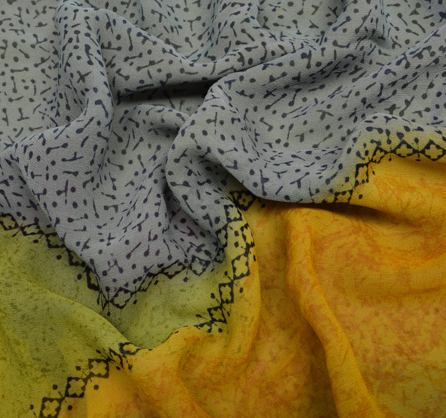 Sushila Vintage Saree 100% Pure Georgette Silk Printed Floral 5 YD Craft Fabric