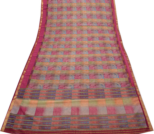 Sushila Vintage Saree Blend Georgette Silk Printed Paisley 5 Yard Craft Fabric
