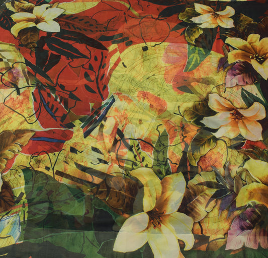Sushila Vintage MultiColor Branded Saree Pure Georgette Printed Floral Fabric