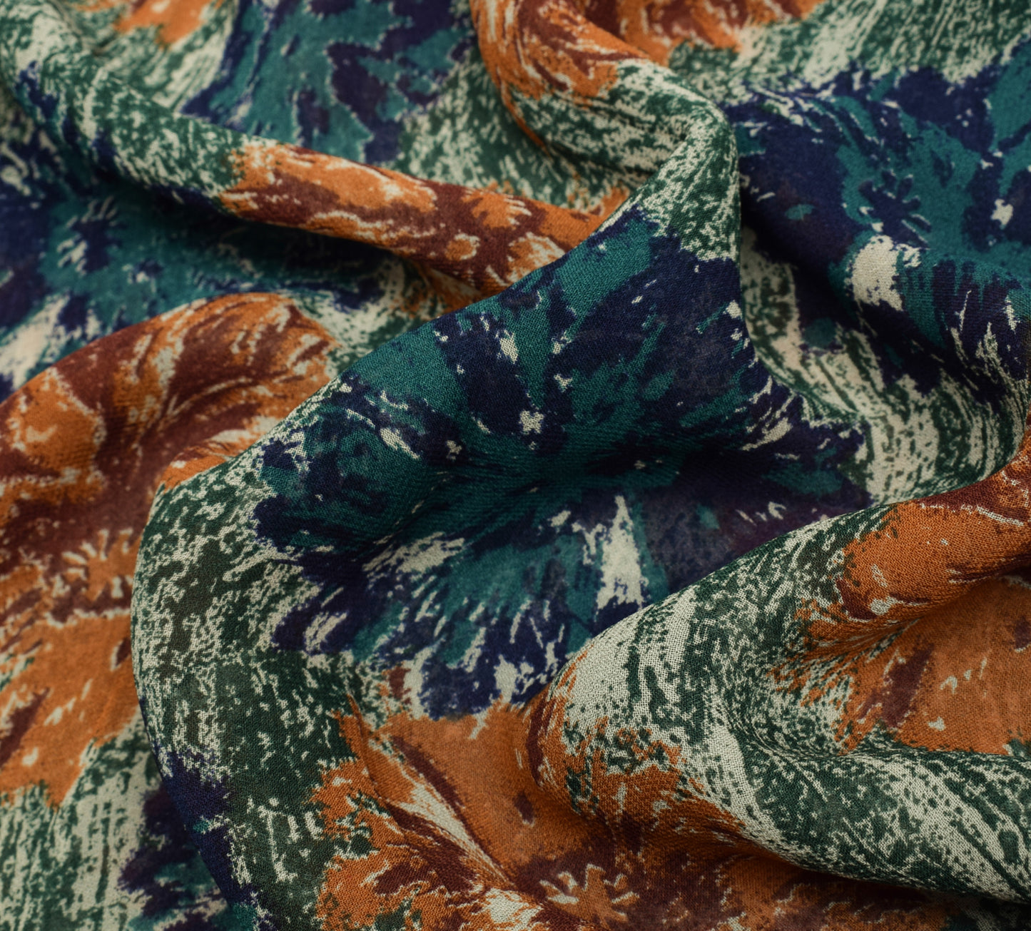 Sushila Vintage Saree 100% Pure Georgette Silk Printed Floral 5 YD Craft Fabric