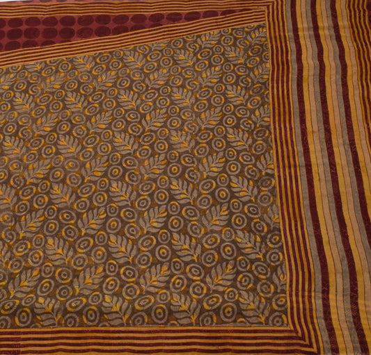 Sushila Vintage Saree 100%Pure Georgette Silk Floral & Polk Printed Craft Fabric