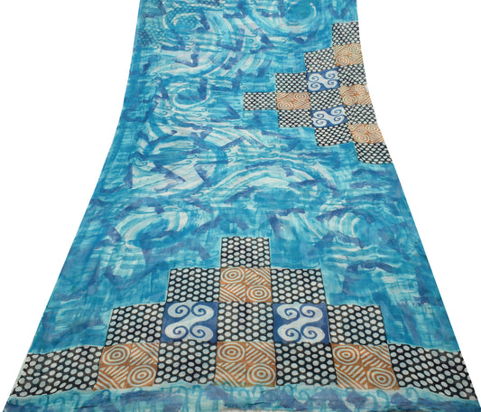 Sushila Vintage Indian Saree 100% Pure Georgette Silk Printed 5 YD Craft Fabric